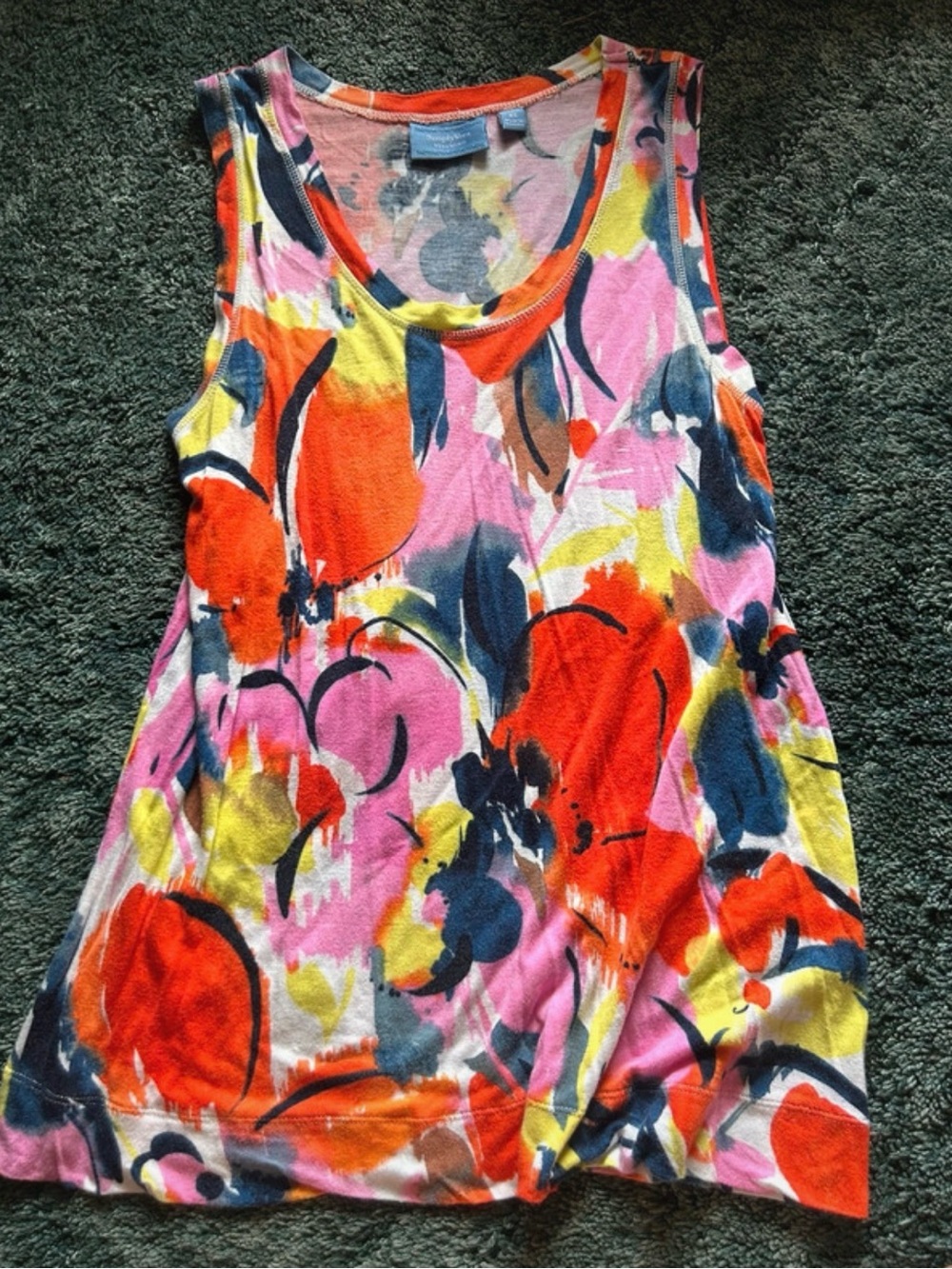 Vera Wang - Simply Vera Vibrant Multicolor Floral Print Sleeveless Top size XS